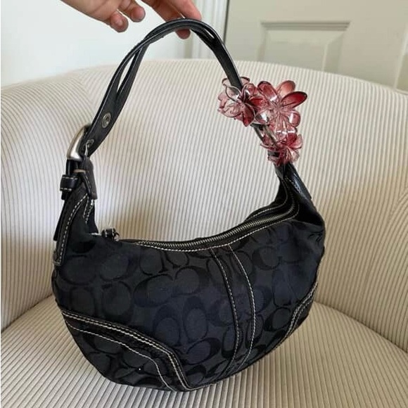 Vintage Black Coach Hobo Shoulder Bag - Picture 2 of 3